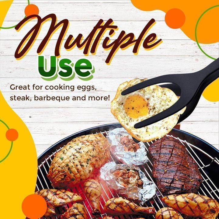 🍳✨Buy 1 Get 1 Free! 2-in-1 Kitchen Spatula Tongs – Food Grade Silicone Tips, Non-Stick, Heat Resistant, Long Handle ✨
