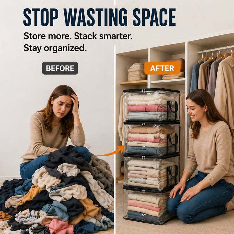 Large Heavy-Duty Thick Clear Storage Bag for Clothes, Moving & Storage