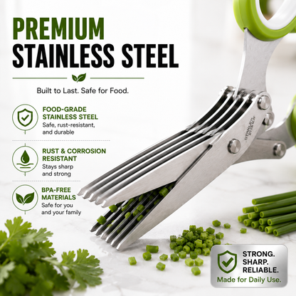 ✂️5-Blade Stainless Steel Herb Scissors with Cleaning Brush & Protective Cover