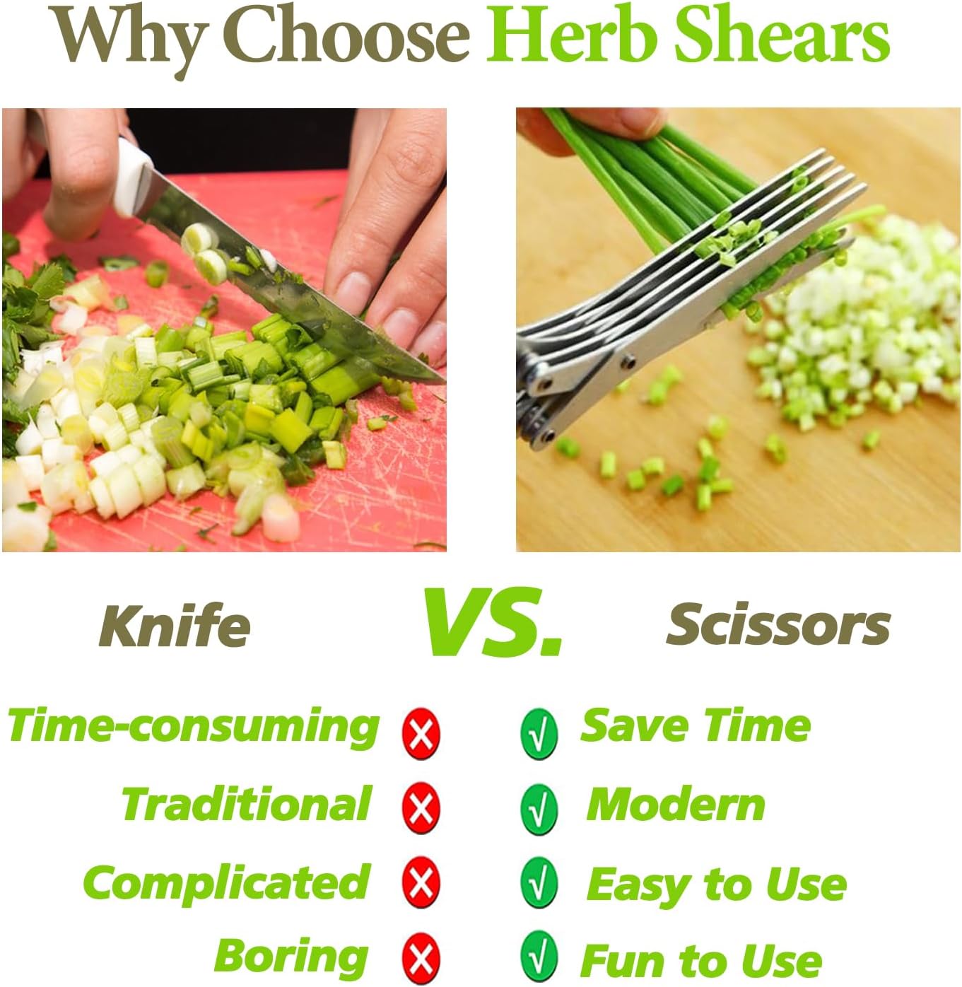 ✂️5-Blade Stainless Steel Herb Scissors with Cleaning Brush & Protective Cover
