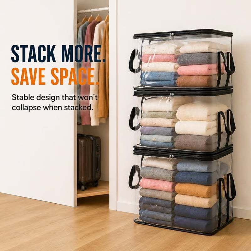 Large Heavy-Duty Thick Clear Storage Bag for Clothes, Moving & Storage