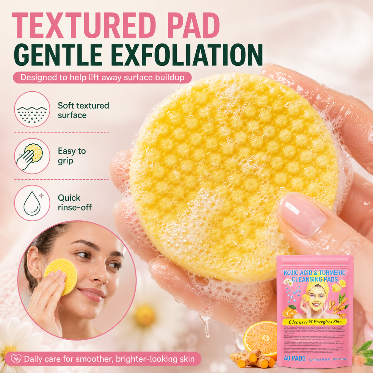 💖Visible brightening✨Turmeric & Kojic Acid Cleansing Pads🛒