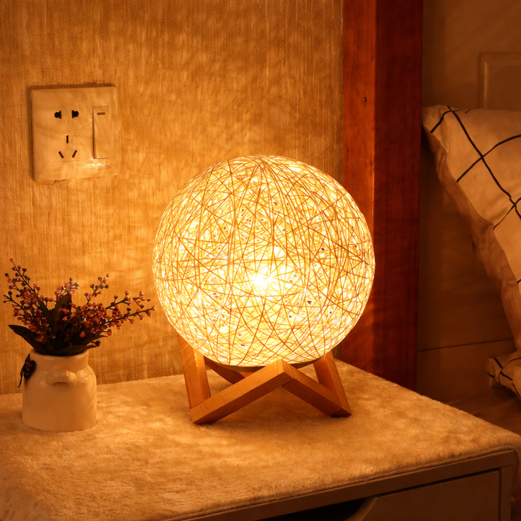 Rattan Ball Table Lamp