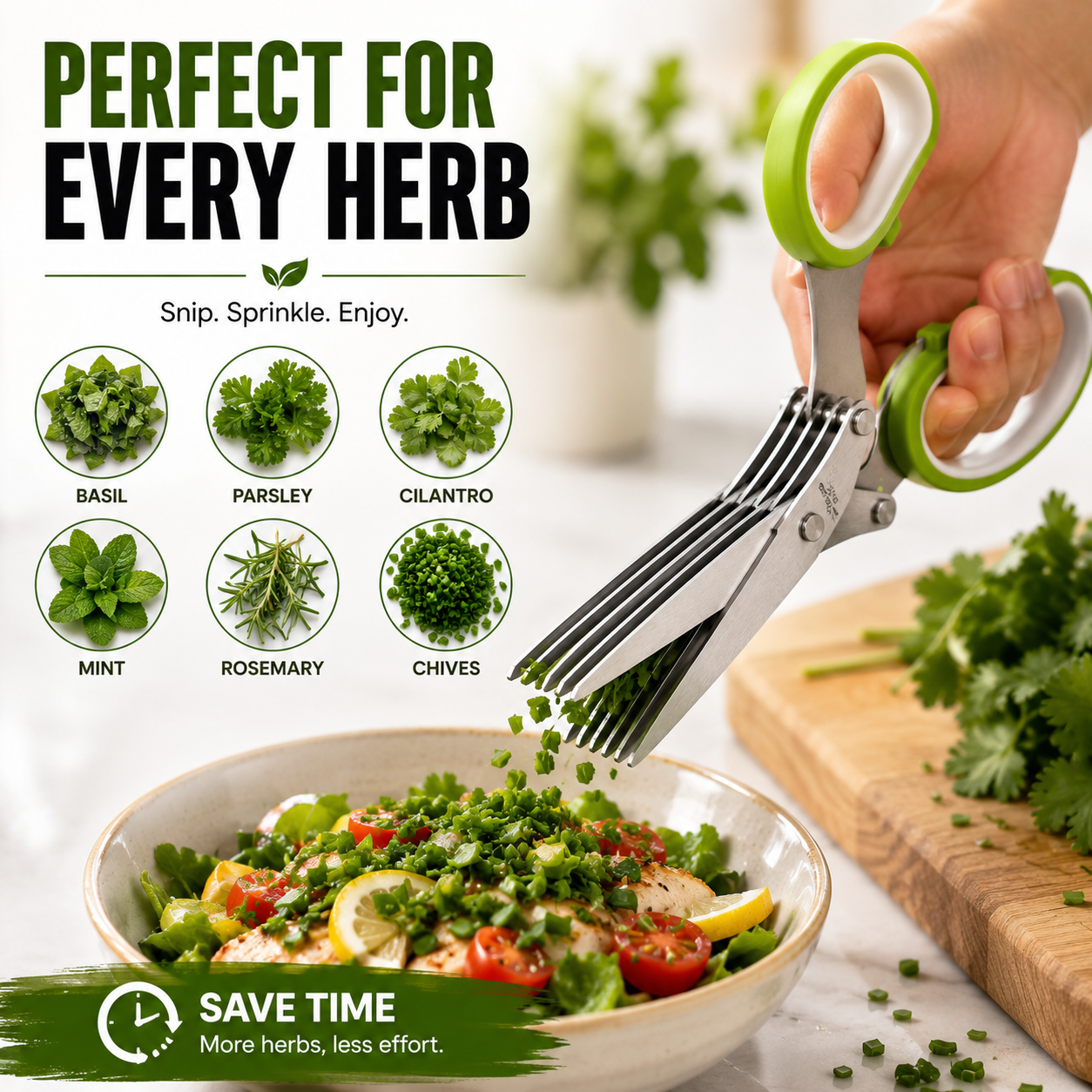 ✂️5-Blade Stainless Steel Herb Scissors with Cleaning Brush & Protective Cover