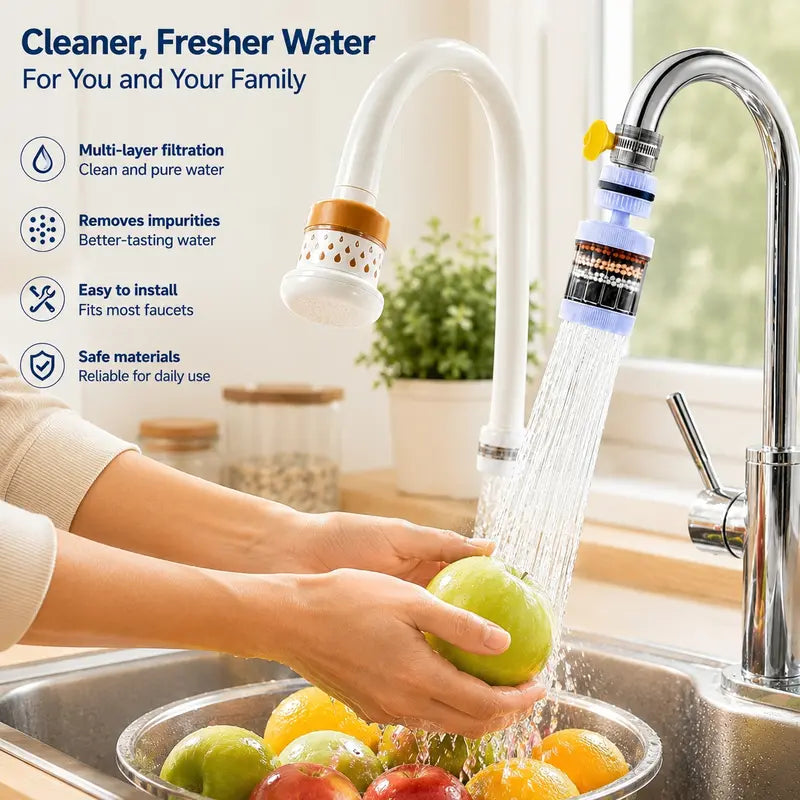 💧 Premium 6-Stage Faucet Water Filter with 360° Swivel – Splash-Free Rinsing for Fruits, Vegetables & Dishes, 1-Pack 🥬🍽️